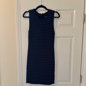 Alice + Olivia Navy and Black Striped Sleeveless Dress